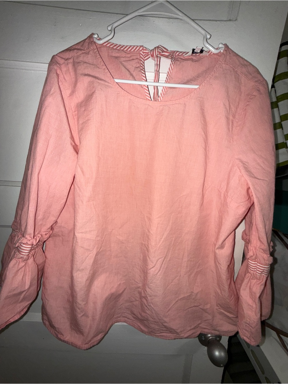 crown & ivy Coral Pink Long-Sleeve Blouse